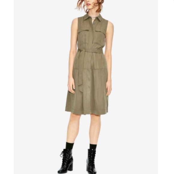khaki utility shirt dress